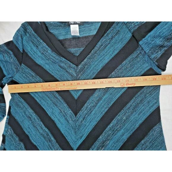 Y2k Only Nine Sweater Top XL Black V-Neck Sharkbite 3/4 Sleeve Shirt Womens Size - Picture 7 of 8